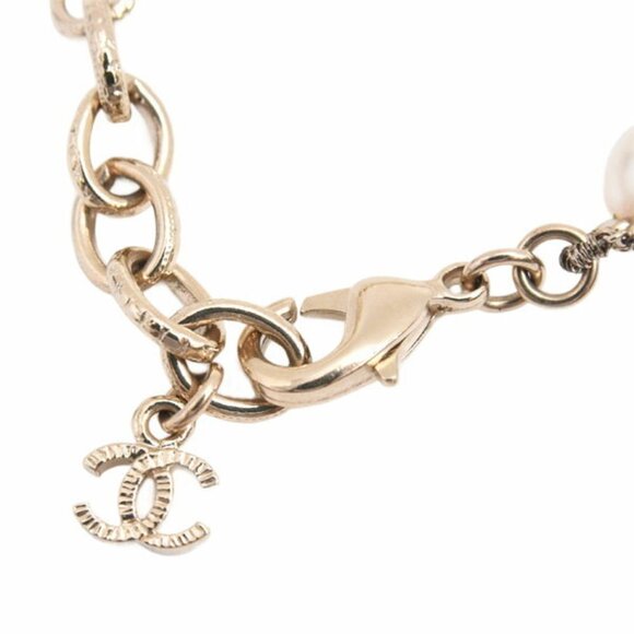 CHANEL Gold Pearl Logo Charm Bracelet - Picture 4 of 8